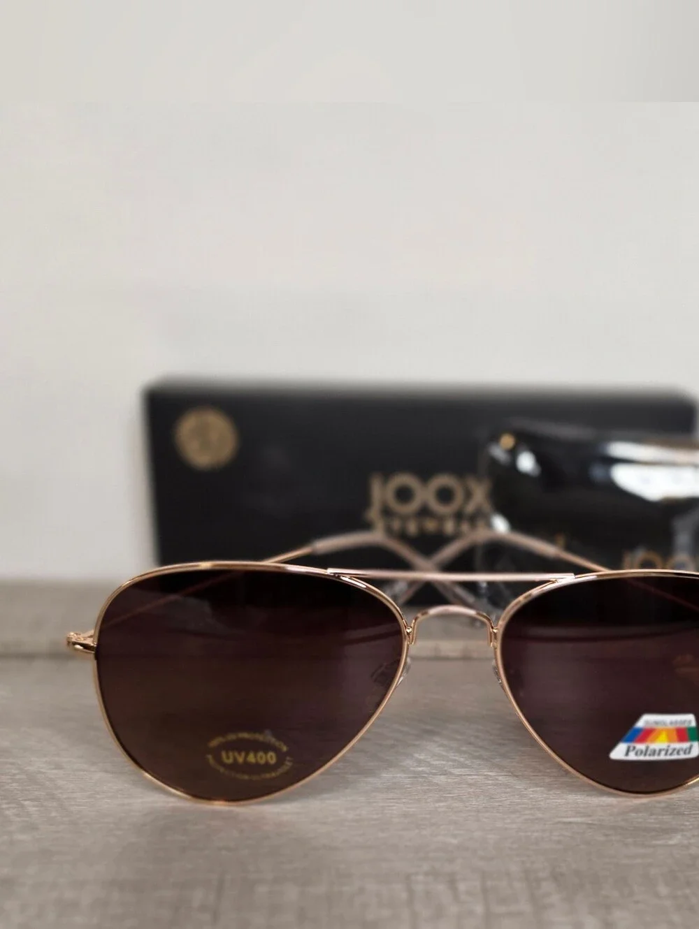 New! JOOX Polarized Pilot Sunglasses JX2775-135P Gold/Gradient Brown